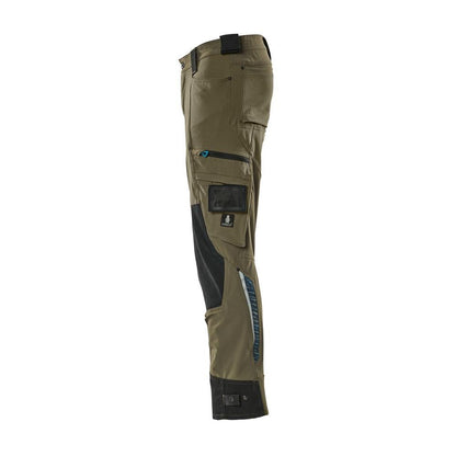 Pants with knee pockets made of Dyneema, stretch pants, moss green