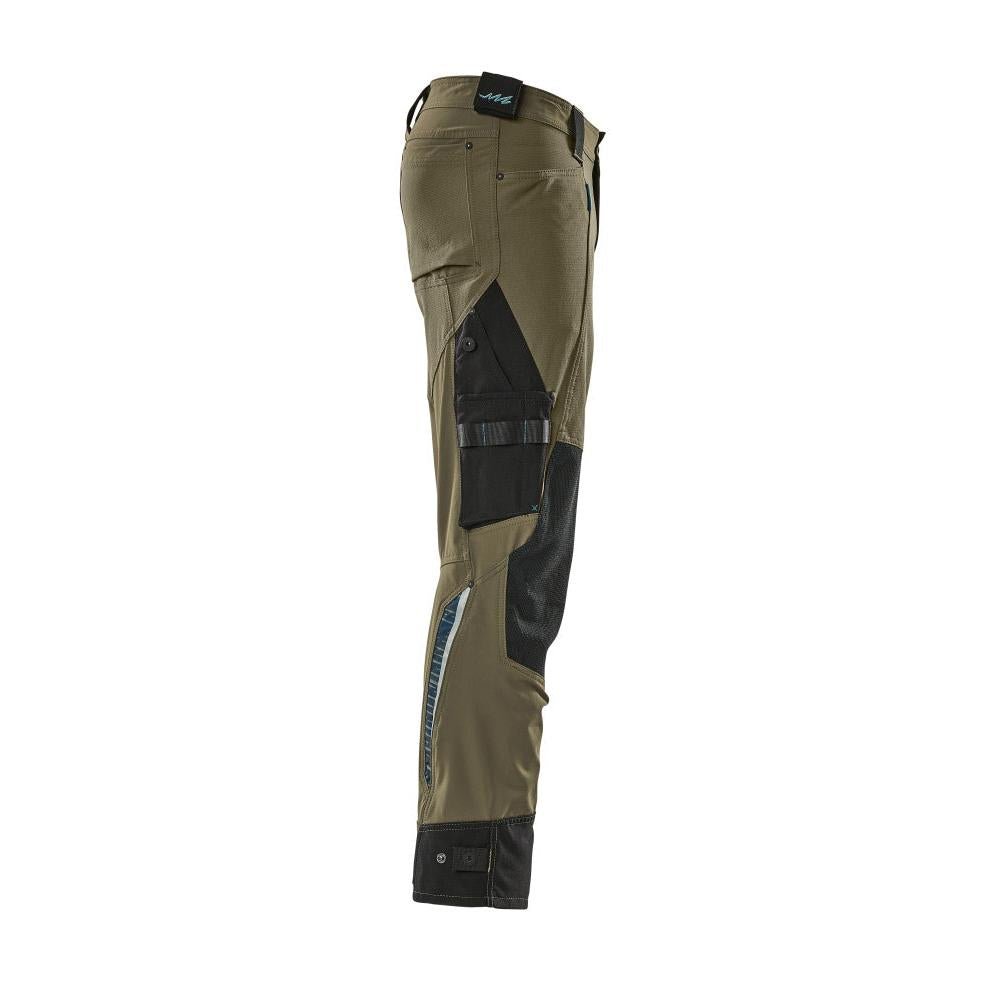 Pants with knee pockets made of Dyneema, stretch pants, moss green