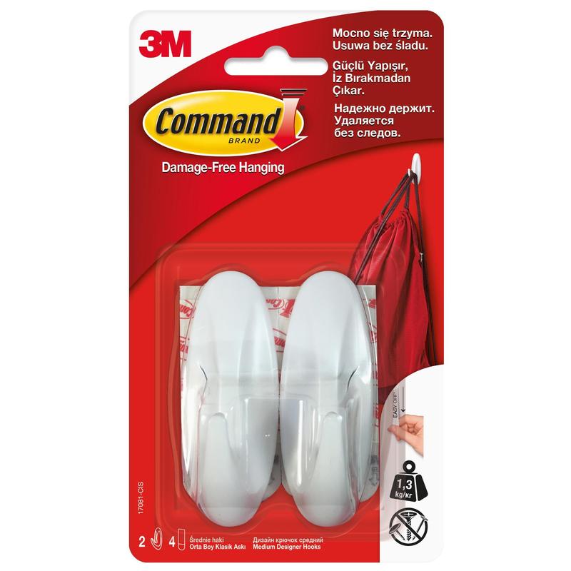 Command Designer Hook Medium 17081 2 hooks, 4 strips | Pack (1 piece)
