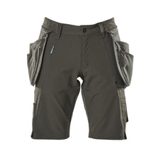 Shorts, removable hanging pockets, stretch craftsman shorts, dark anthracite