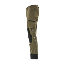 Trousers with knee pockets, stretch, light trousers, moss green