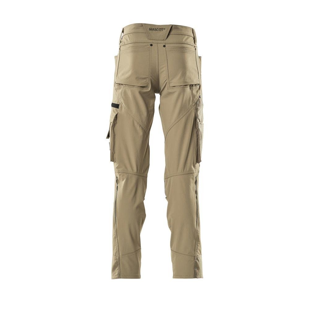 Trousers with knee pockets, stretch, light trousers, light khaki