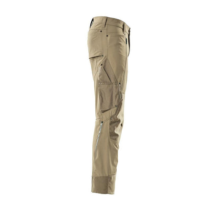 Trousers with knee pockets, stretch, light trousers, light khaki