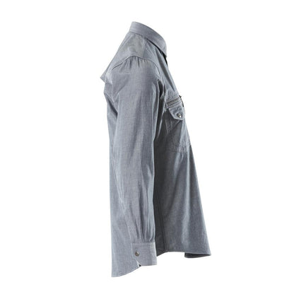 Chambray shirt with mesh lining, washed dark denim