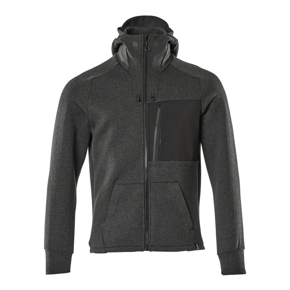Hooded sweatshirt, zip hooded sweatshirt, black-mottled/black