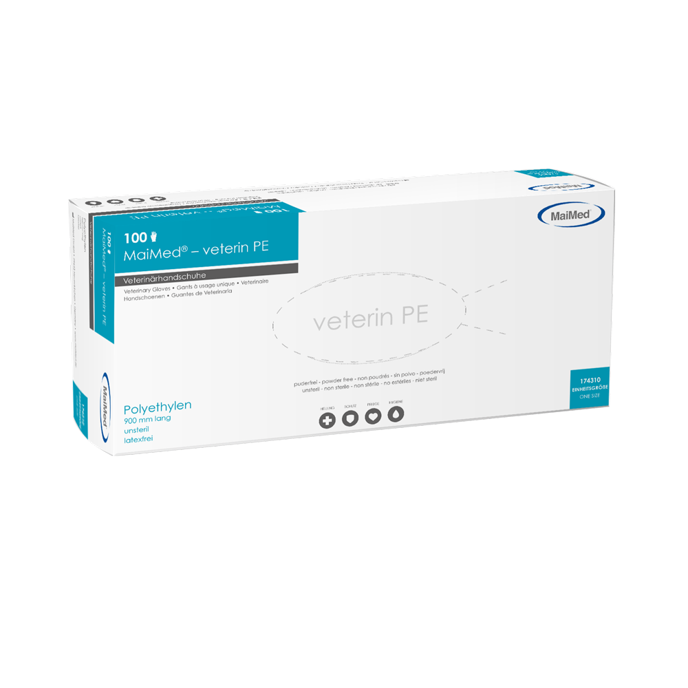 MaiMed-veterin PE veterinary gloves 90cm, orange, 100 pieces/box | Box (100 pieces)