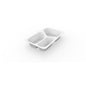 A white 1/4 GN menu tray 3 from Duni GmbH (PP/MIN, 265x162x45 mm) with rounded corners and raised edges is pictured on a white background, ideal as a catering packaging for practical meal service. The package contains 225 pieces.