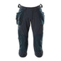 Three-quarter length trousers, hanging pockets, stretch craftsman three-quarter trousers