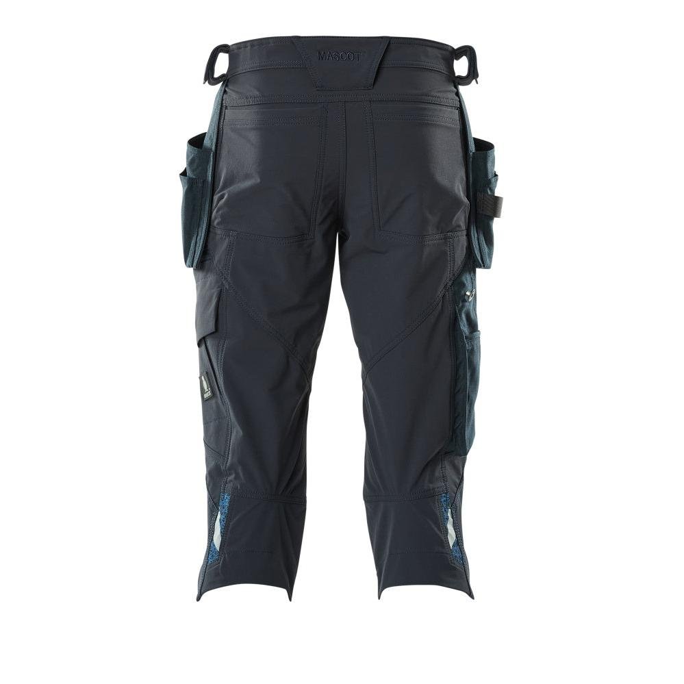 Three-quarter length trousers, hanging pockets, stretch craftsman three-quarter trousers