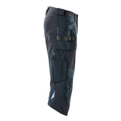 Three-quarter length trousers, hanging pockets, stretch craftsman three-quarter trousers