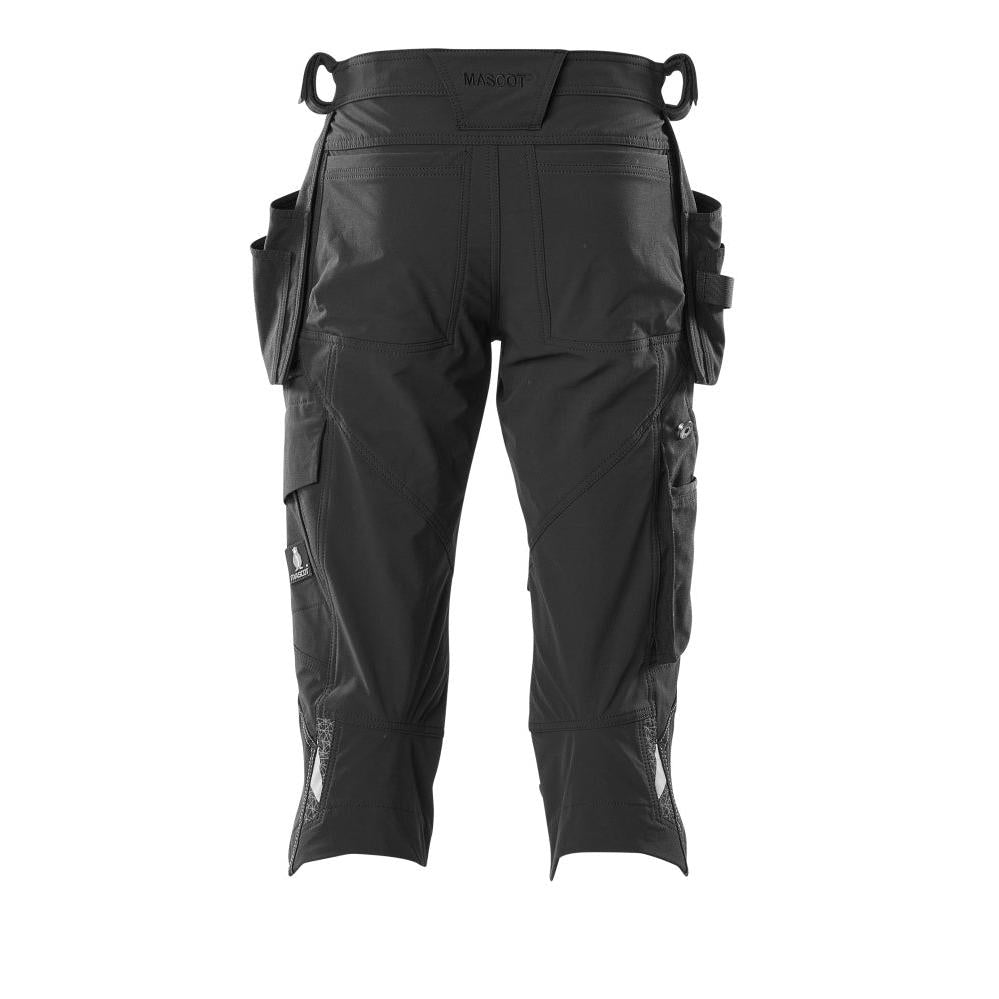 Three-quarter length trousers, hanging pockets, stretch craftsman three-quarter trousers