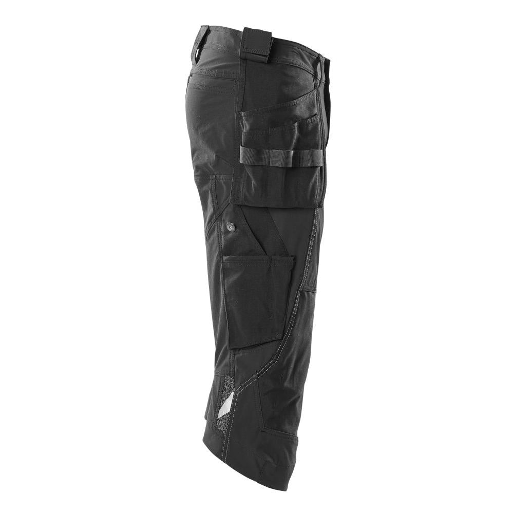 Three-quarter length trousers, hanging pockets, stretch craftsman three-quarter trousers