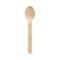 A PAPSTAR wooden spoon "pure" (15.7 cm) from PAPSTAR GmbH stands vertically on a white background - eco-friendly, sturdy, and ideal for versatile use. Packaging: folding box with 100 pieces.