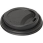 The Duni GmbH lid for 182574/182575 is a black CPLA compostable lid for 8 oz cups, with a sip hole and the embossing "Caution Contents Hot" and "Compostable Lid" - an eco-friendly option for sustainable packaging solutions. Pack: 40 pieces.