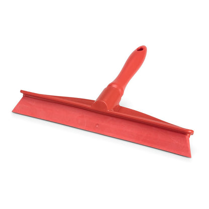 The Nölle Profi Brush HACCP Monobloc Squeegee 30 cm with handle PP/TPE from Nölle Profi Brush Bürsten- & Pinseltechnik e.K. is a red plastic squeegee with a wide flat blade and hanging hole - ideal for professional cleaning.