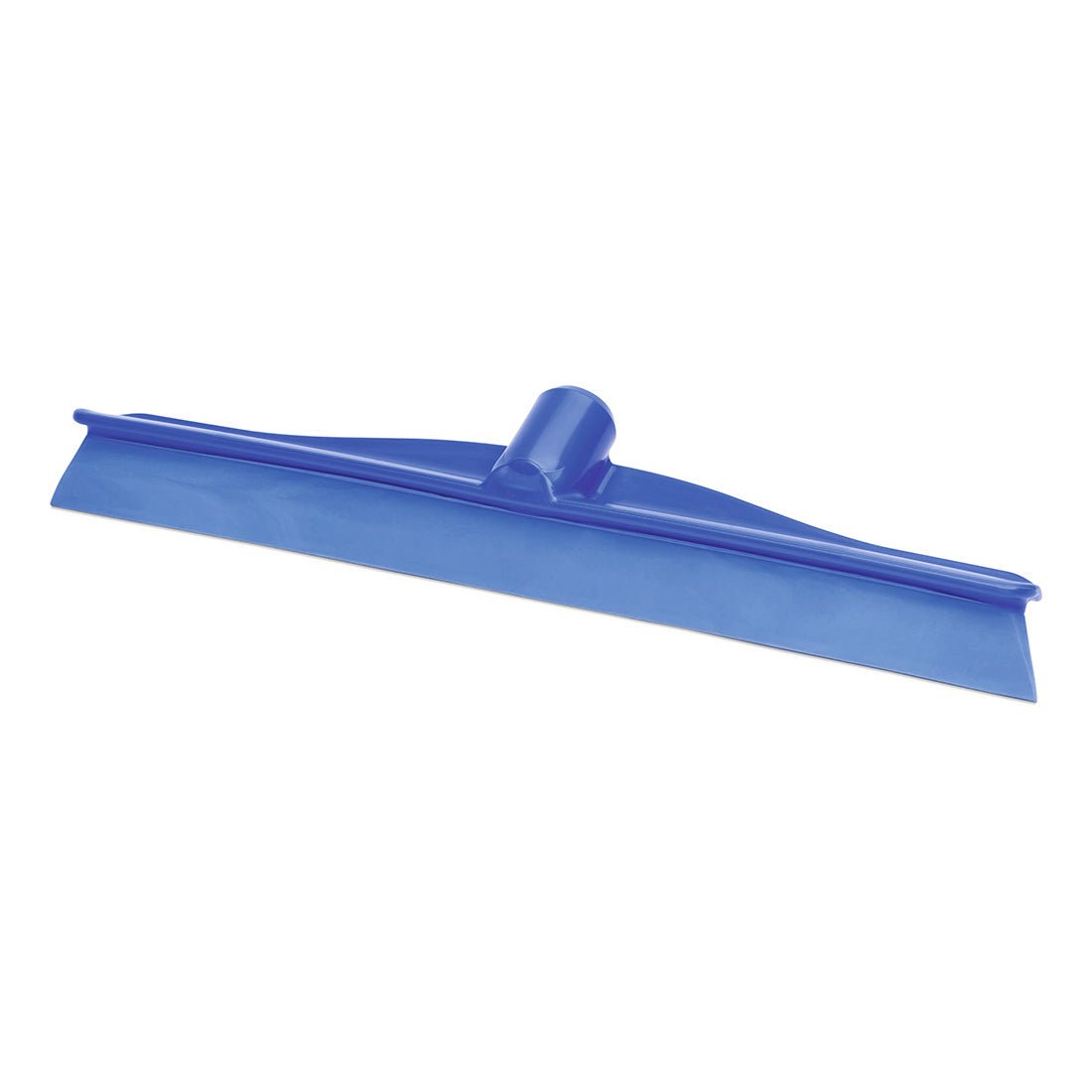 The Nölle Profi Brush HACCP water squeegee Monobloc, 40 cm from Nölle Profi Brush Bürsten- & Pinseltechnik e.K., features a blue plastic body with a wide, flat blade and central socket, ideal for professional cleaning; pictured on a white background.