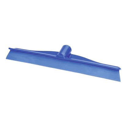 The Nölle Profi Brush HACCP water squeegee Monobloc, 40 cm from Nölle Profi Brush Bürsten- & Pinseltechnik e.K., features a blue plastic body with a wide, flat blade and central socket, ideal for professional cleaning; pictured on a white background.