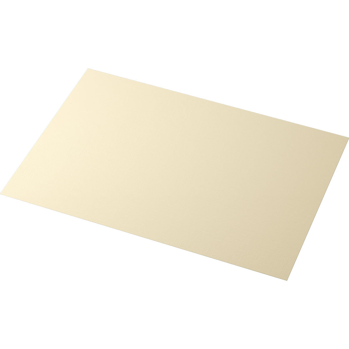 A single sheet of smooth, cream-colored paper - comparable in size to the Evolin placemats of Duni GmbH (30 x 43.5 cm) - is presented slightly tilted on a white background.