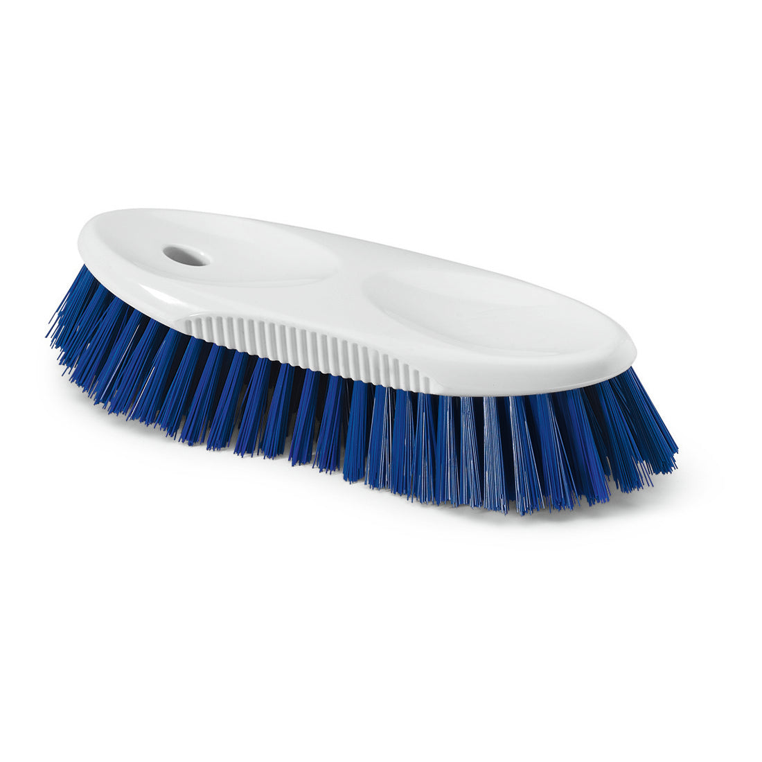 Die Nölle Profi Brush HACCP Kannenbürste 19 cm von Nölle Profi Brush Bürsten- & Pinseltechnik e.K. hat einen weißen Griff mit Griffmulden, dichte blaue 0,5 mm harte Borsten und ein Aufhängeloch - ideal für die professionelle Küchenreinigung.