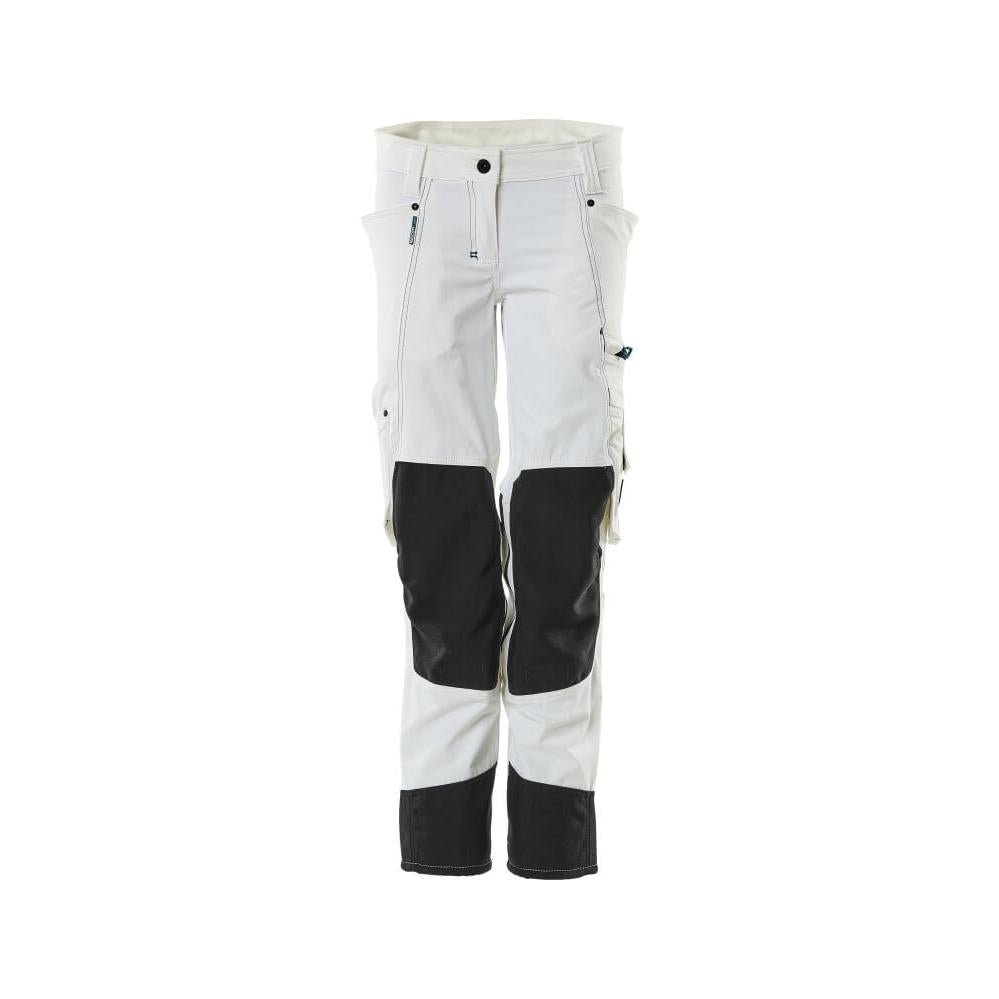 Pants with knee pockets, women, Pearl pants, white