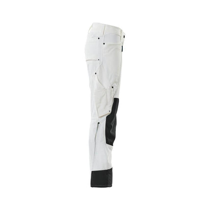 Pants with knee pockets, women, Pearl pants, white