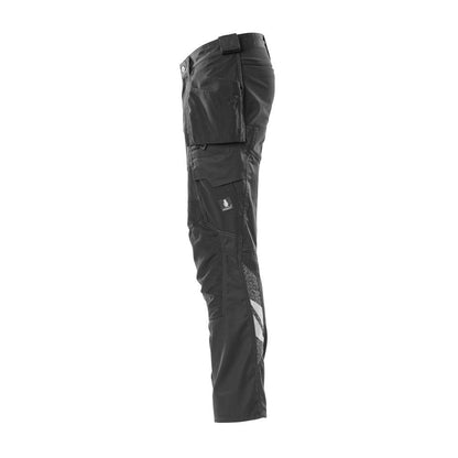Trousers with hanging pockets, stretch inserts trousers