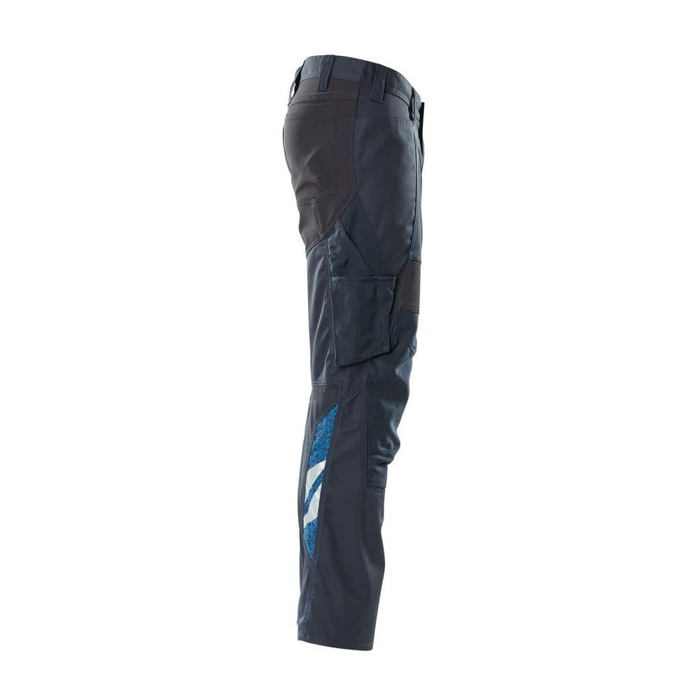 Trousers with knee pockets, stretch inserts trousers, black-blue