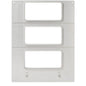 The cassette DF15/25 for Sandwich Tray 181x96x85 mm (3-compartment) by Duni GmbH is a silver metal plate with three vertical cutouts, two upper mounting holes, and two lower hooks. Sold in a pack of 1 piece.