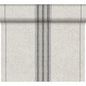 Der Dunicel-Tischläufer Tête-à-Tête der Duni GmbH (24 m x 0,4 m, 20 Teile) ist in Hellgrau mit strukturierter Oberfläche und drei schmalen schwarzen Streifen gehalten - ideal für elegante Tischdekorationen oder stilvolle Tête-à-Tête-Situationen.