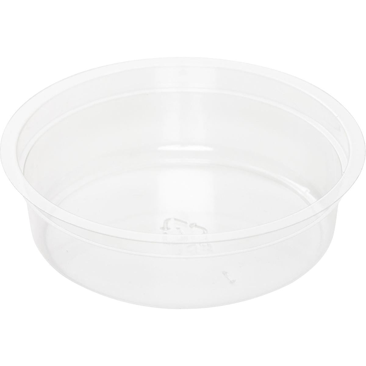The Duni GmbH insert for Crystal 120 ml rPET containers (pack of 30 pieces), transparent and round without a lid, is shown on a white background.