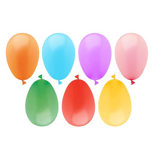 PAPSTAR Balloons colorfully assorted (bag with 100 pieces) from PAPSTAR GmbH in bright colors are ideal for water bombs and summer parties - perfectly arranged against a white background.