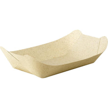 The Duni GmbH grass paper bowl, Bloom Medium 225x150 mm, is a biodegradable packaging made from natural grass paper with raised sides and folded corners, shown empty against a white background. Pack of 500 pieces.
