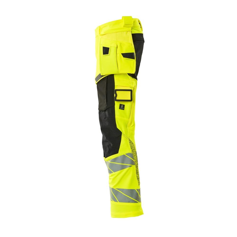Pants with hanging pockets, ULTIMATE STRETCH pants, hi-vis yellow/black