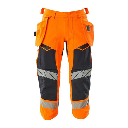 Three-quarter pants, hanging pockets, stretch three-quarter pants