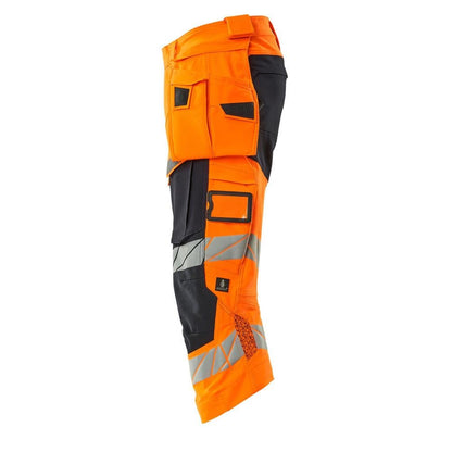 Three-quarter pants, hanging pockets, stretch three-quarter pants