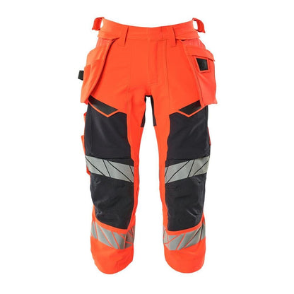 Three-quarter pants, hanging pockets, stretch three-quarter pants