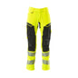 Pants with knee pockets, ULTIMATE STRETCH pants, hi-vis yellow/black