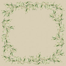 Die Dunicel-Mitteldecken 84 x 84 cm Foliage von Duni GmbH haben ein quadratisches beigefarbenes Design mit grünem Blattrand, das Ihre Tischdekoration schön einrahmt. Geliefert in Packungen zu 100 Stück, ideal für die stilvolle Tischdekoration.