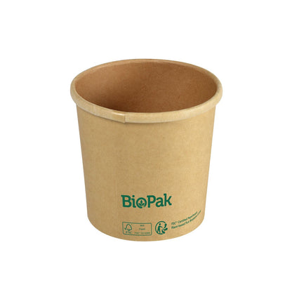 The Ronda SHORT cardboard/PLA bowl from Duni GmbH is a brown, biodegradable bowl with eco-certification symbols on the side, offering a sustainable alternative to conventional disposable bowls against a plain white background.