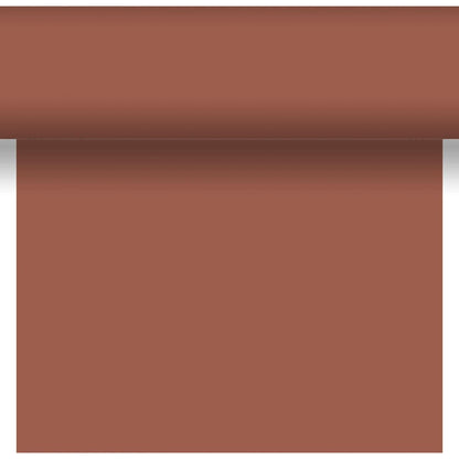 A partially unrolled Dunicel table runner Tête-à-Tête 24 m x 0.4 m (20 sections) by Duni GmbH hangs in front of a white background - ideal for an elegant table decoration or a stylish Tête-à-Tête.