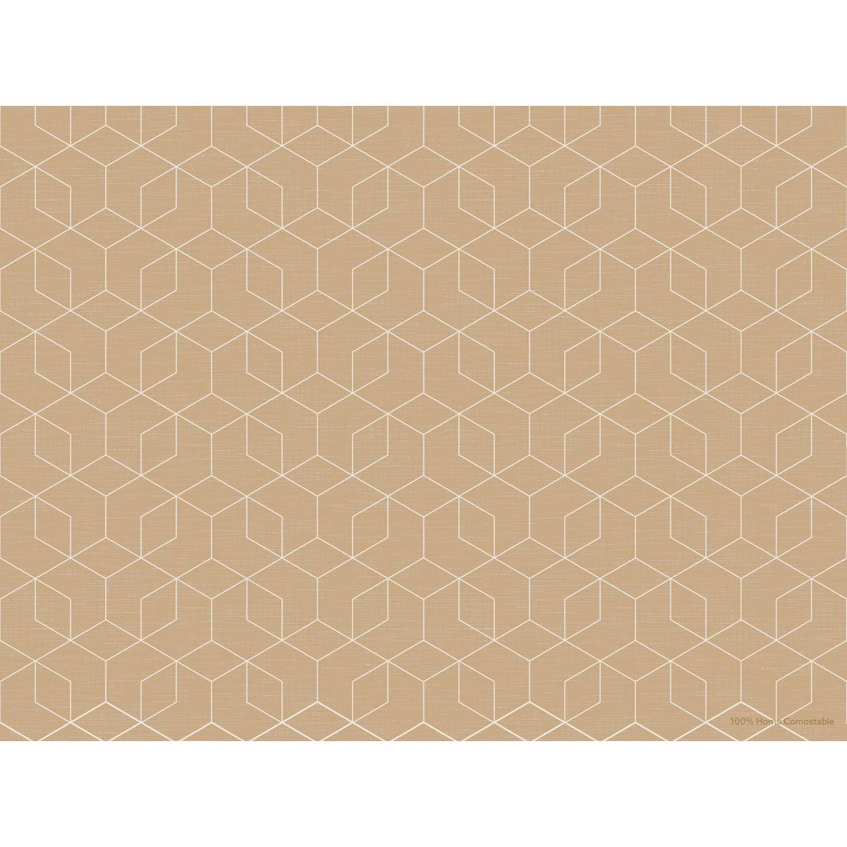 The paper placemats 30x40 cm Woven ecoecho by Duni GmbH feature a symmetrical, geometric pattern of white lines on a light brown background - eco-friendly, stylish, and available in packs of 250 pieces.
