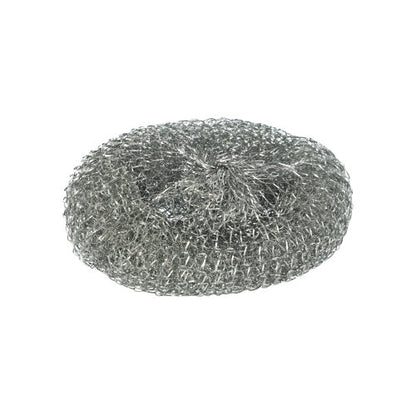 Der Starpak 10 Topfreiniger ist ein runder, silberner, kratziger Drahtschrubber, der ideal für die Reinigung von hartnäckigen Flecken auf Kochgeschirr und Oberflächen ist.