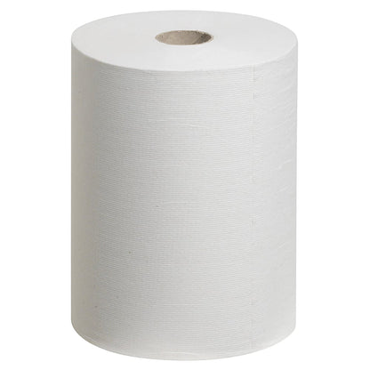 A white Scott® Control™ Slimroll™ paper towel roll from Kimberly-Clark GmbH stands upright; its smooth, lined surface and the core tube are visible - ideal for space-saving paper towels and hygienic hand drying.