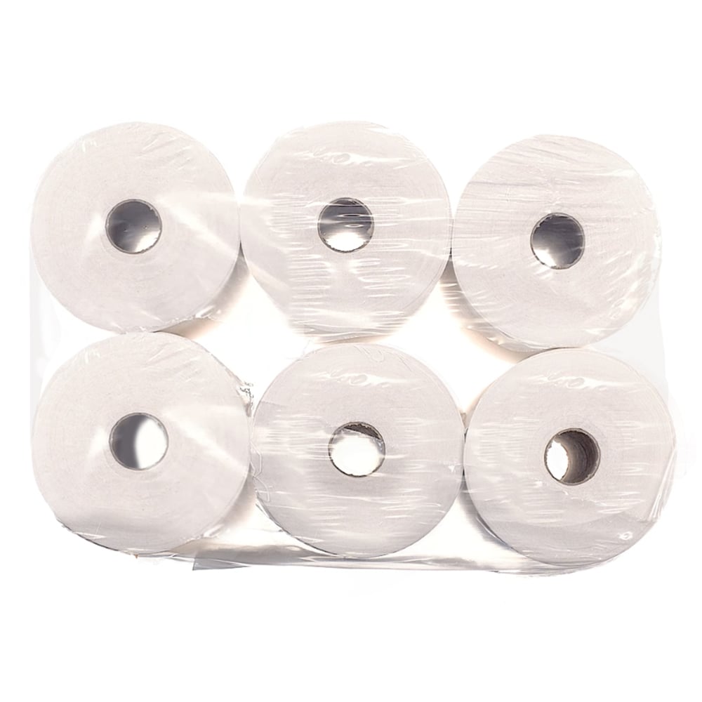 Six Scott® Control™ Slimroll™ paper towels, White, from Kimberly-Clark GmbH, are packaged as 6 rolls per carton - perfect for hygienic hand drying in any washroom.