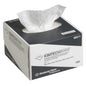 A white, rectangular Kimtech® Science precision wipe box (Kimberly-Clark GmbH) containing a lint-free wipe that has been partially pulled out; ideal for cleaning in laboratories. Product information and the brand name appear on the small 286-sheet tear-off box.