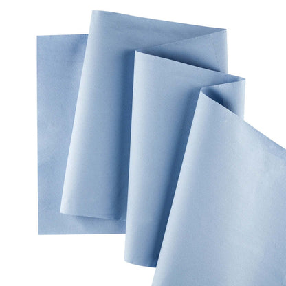 Three blue WypAll® L30 paper towels for care from Kimberly-Clark GmbH are accordion-folded and overlapping on a plain white background. Each appears from the extra wide and long large roll with 1000 sheets per carton.