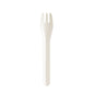 A single PLUMA paper fiber fork 160mm white from Duni GmbH with a white handle and three prongs stands upright against a white background.