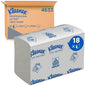 Pictured is a bulk package of Kleenex® Ultra™ Hand Towels MultiFold in White, Small, 18 Clips x 150 Sheets by Kimberly-Clark GmbH: a packaged pack in front of a box with product information and the specifications of the MultiFold paper towels.