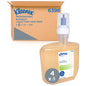 A box from Kimberly-Clark GmbH labeled "Kleenex® Botanics™ Luxury Foam Hand Wash - 1.2L Cassette / 4 Electronic Cassettes" is displayed with a 1.2L refill pack in front, both featuring the Kleenex® logo and product details.