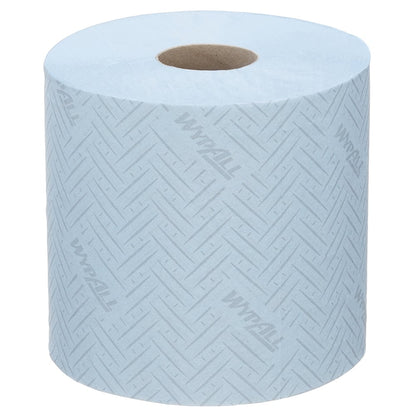 The WypAll® L20 paper towel from Kimberly-Clark GmbH is a light blue towel for industrial cleaning tasks, with a practical central dispensing system (38.00 cm x 18.30 cm) showing the brown core.